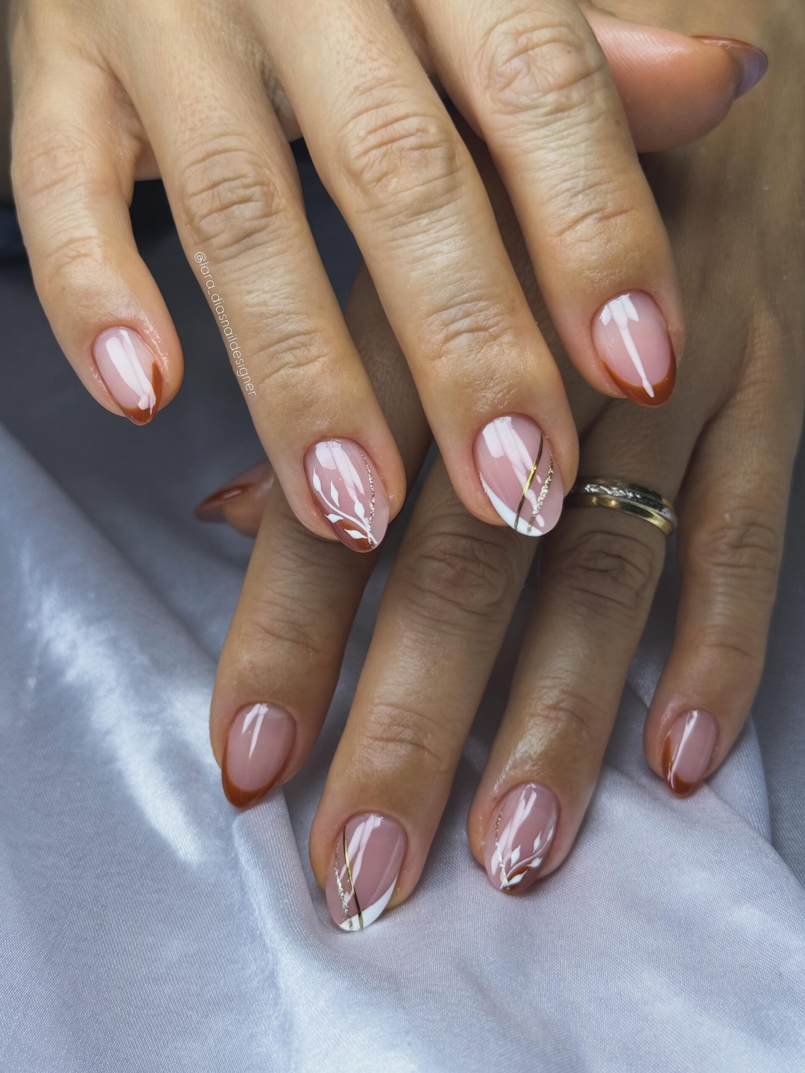 Nude Nails with Delicate Blue Accents