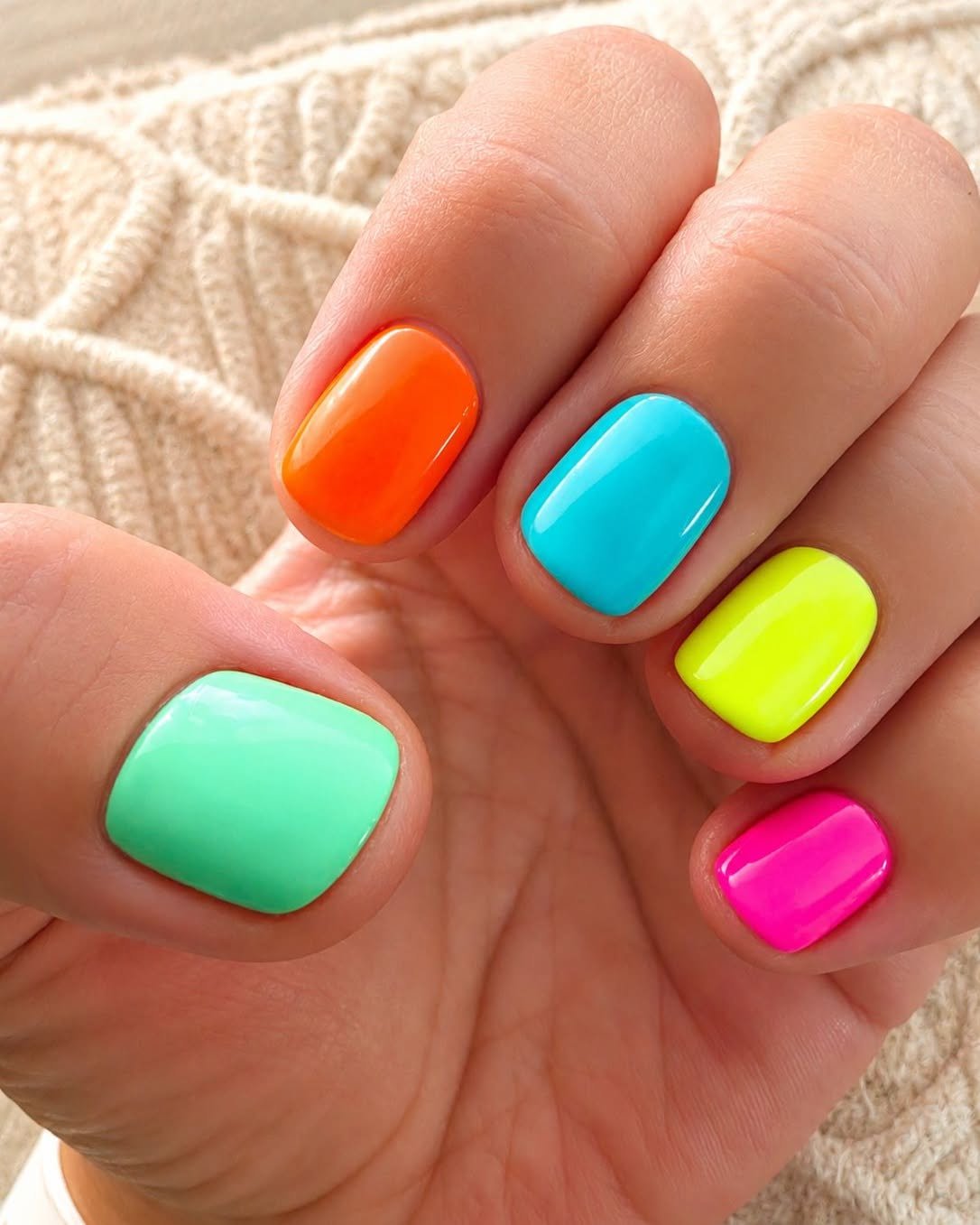 Bright Multicolor Short Nails