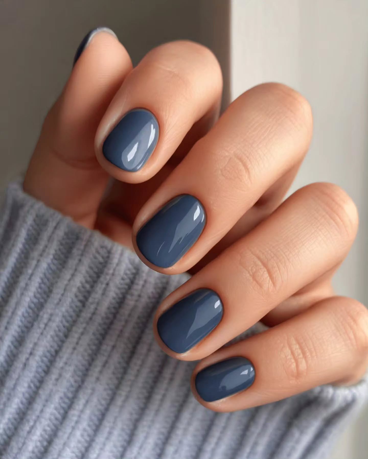 Navy Blue Almond Nails