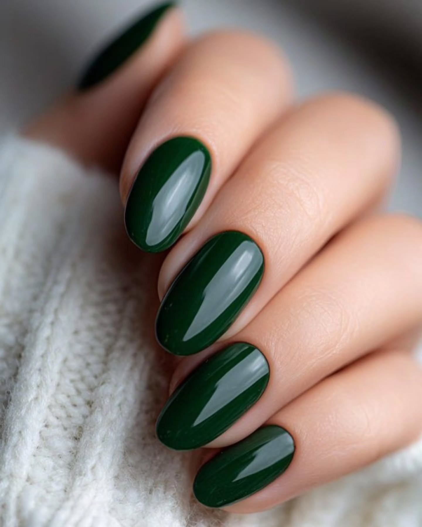 Deep Green Almond Nails