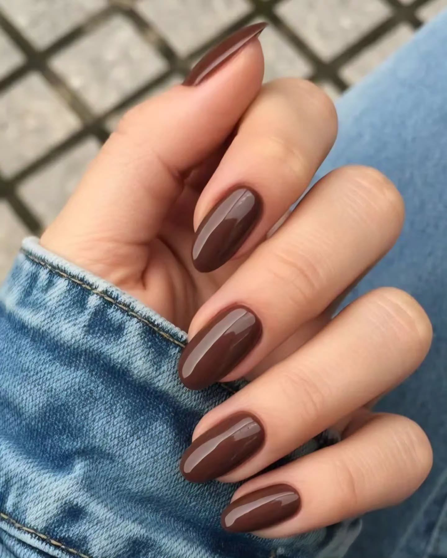 Dark Brown Short Nails