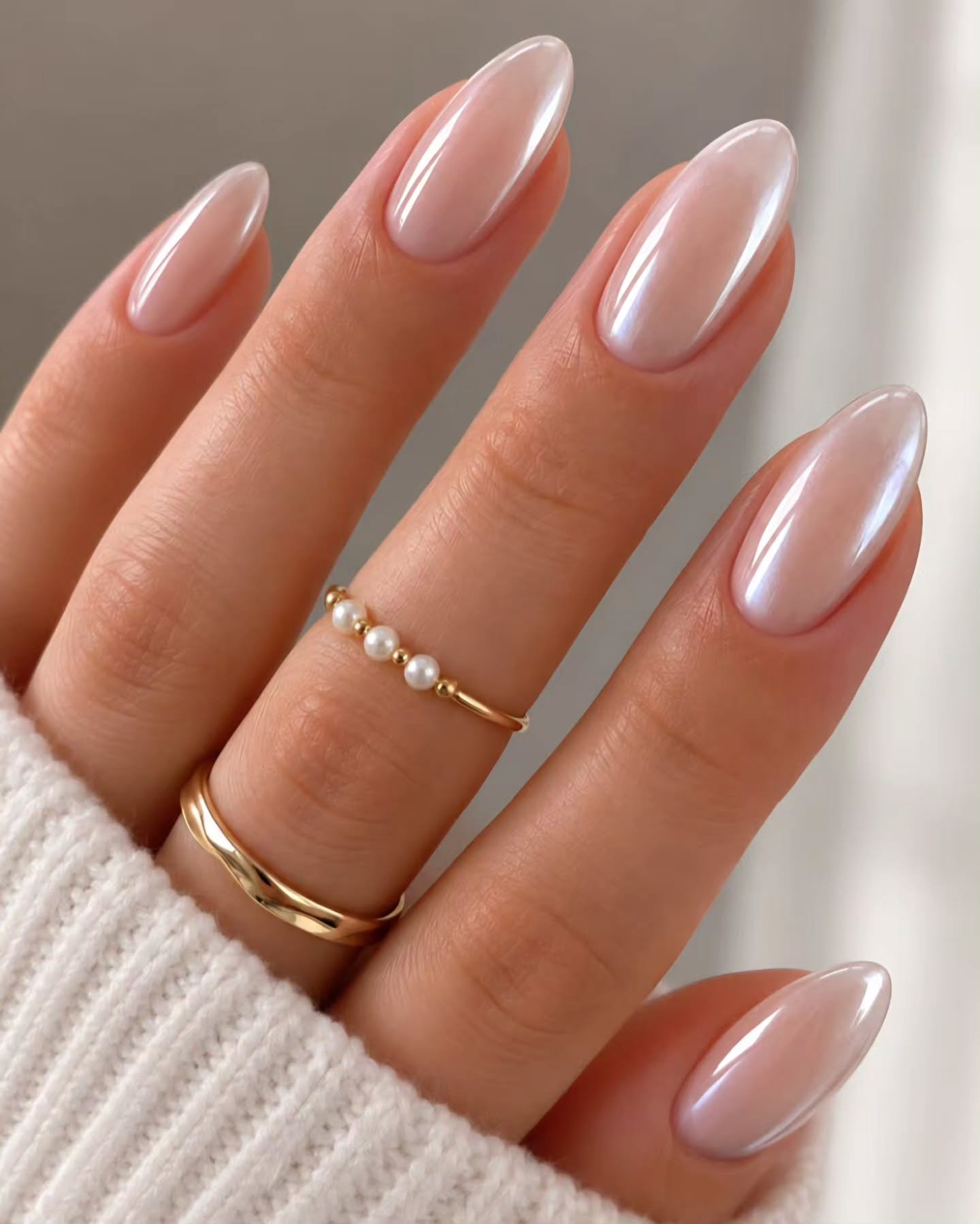 Peachy Nude Almond Nails
