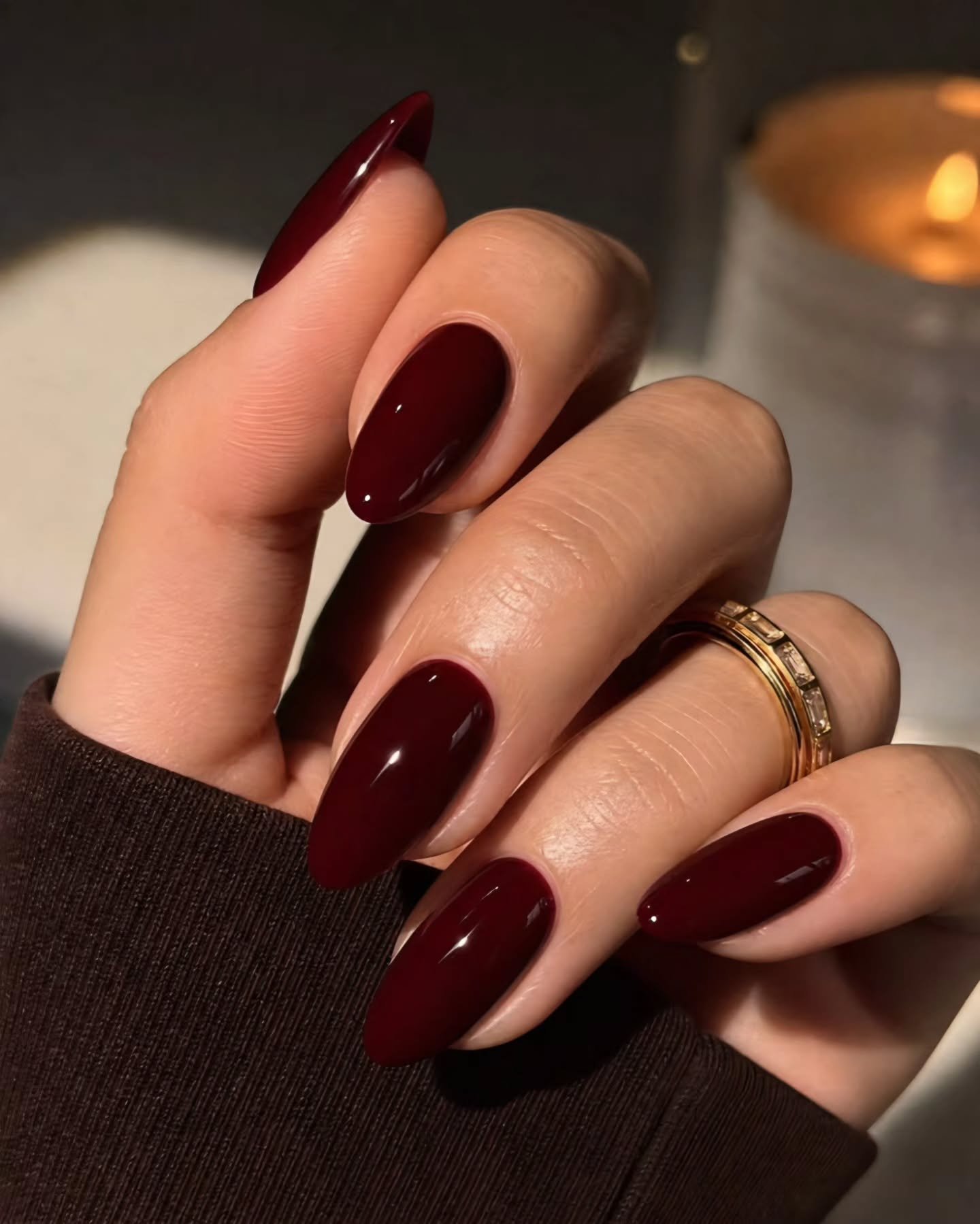 Burgundy and Nude Long Nails