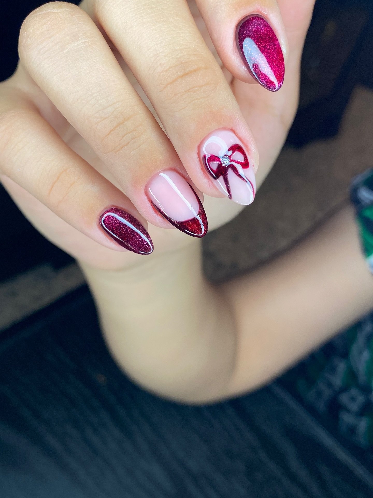Pink and Burgundy French Nails