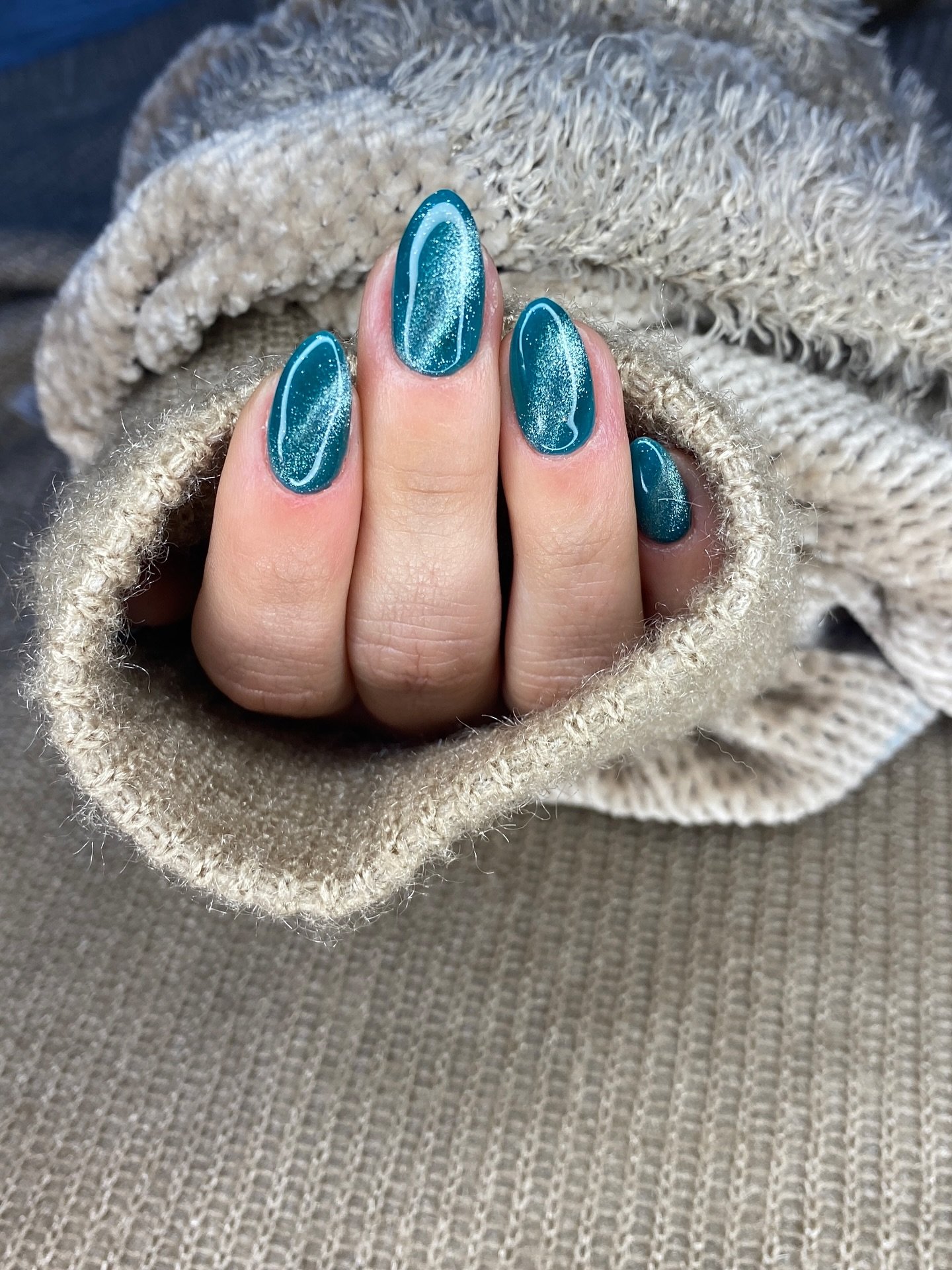 Turquoise and Nude Accent Nails