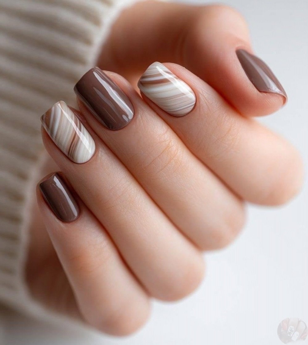 Warm Nude Glossy Nails