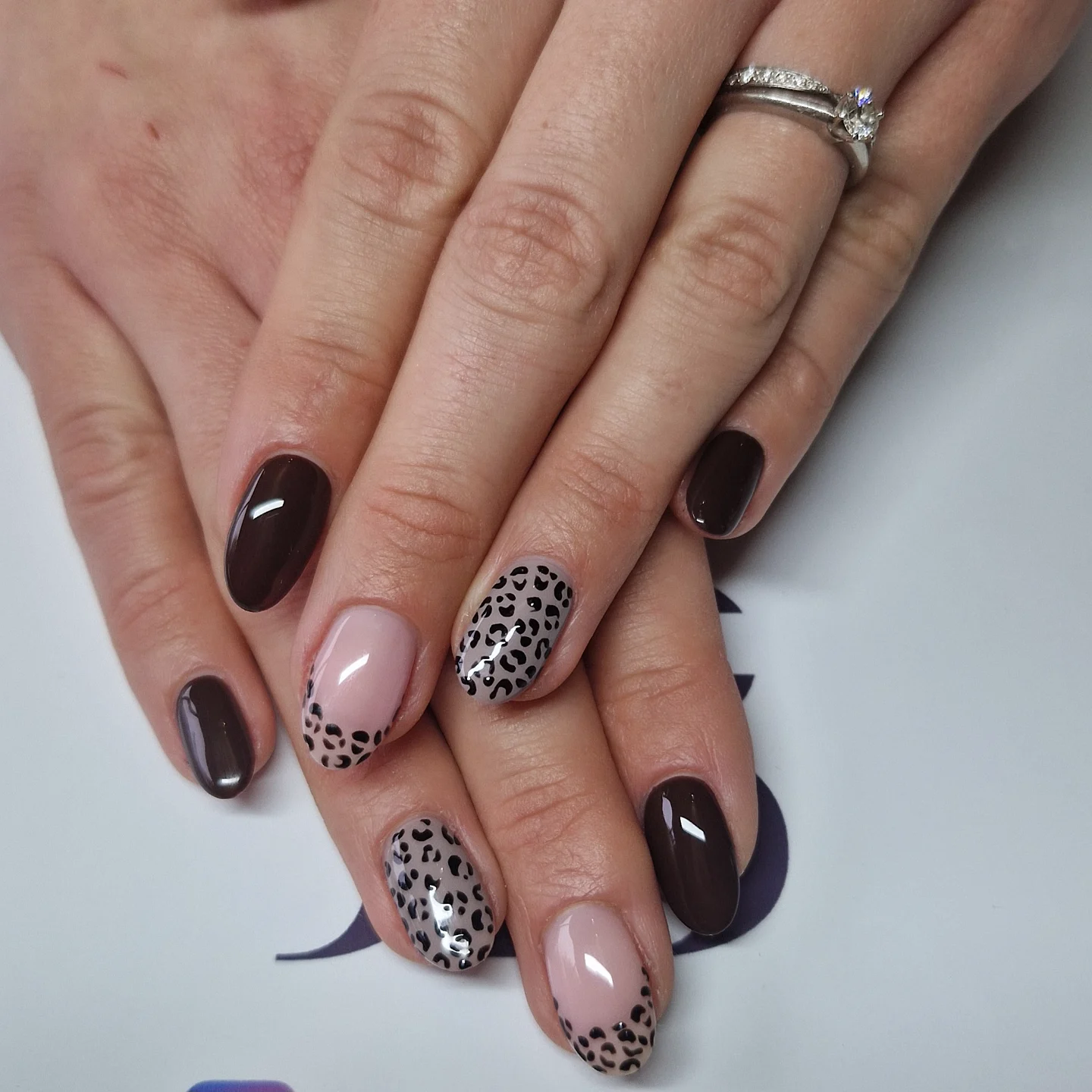 Brown and Mauve Short Nails