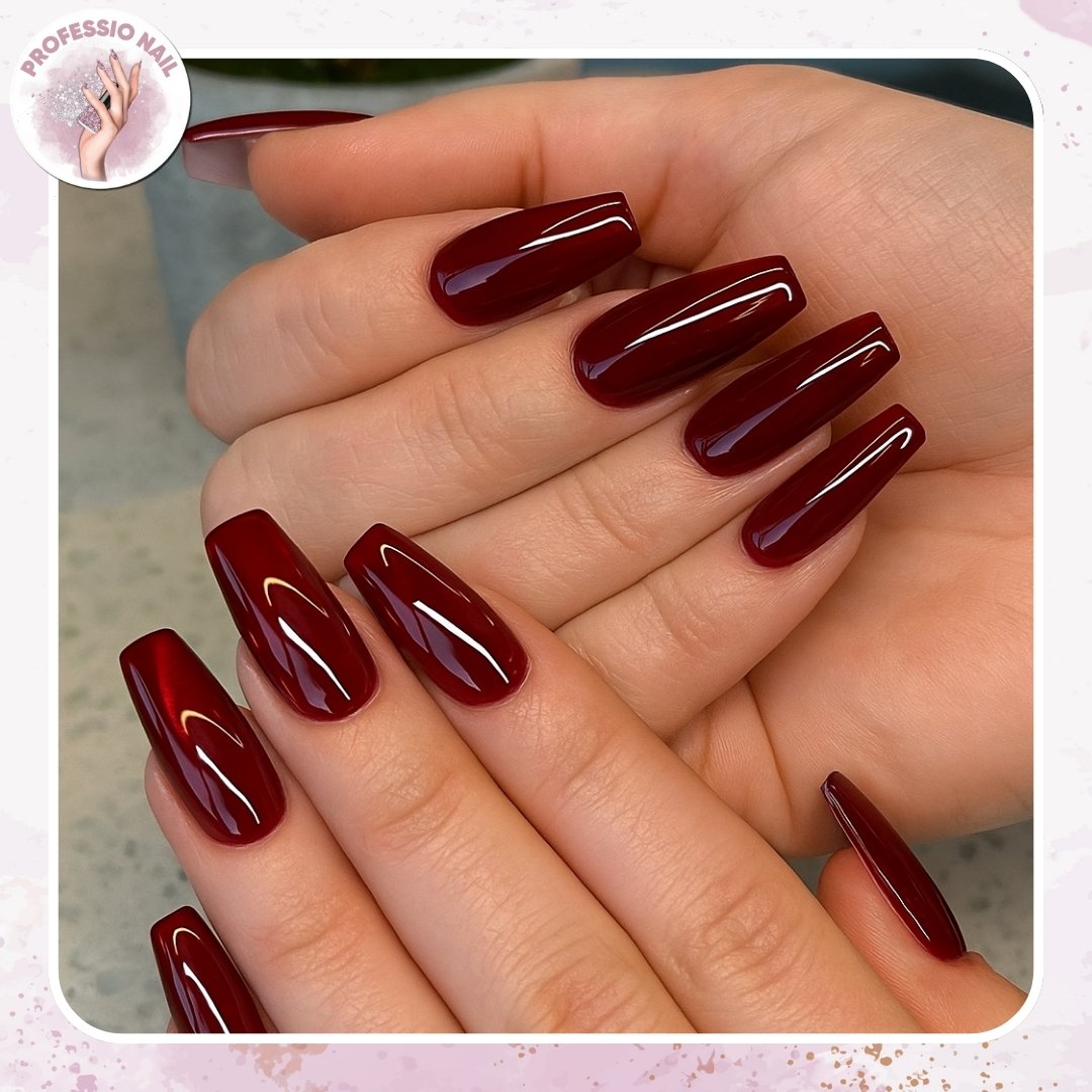 Deep Burgundy Almond Nails