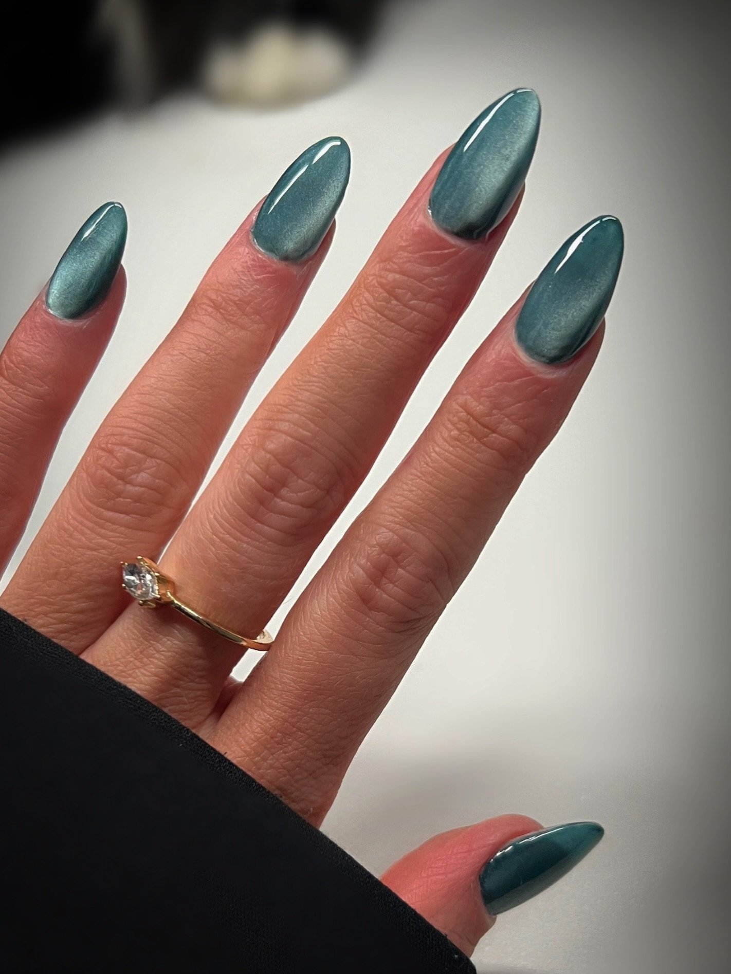 Teal Almond Nails