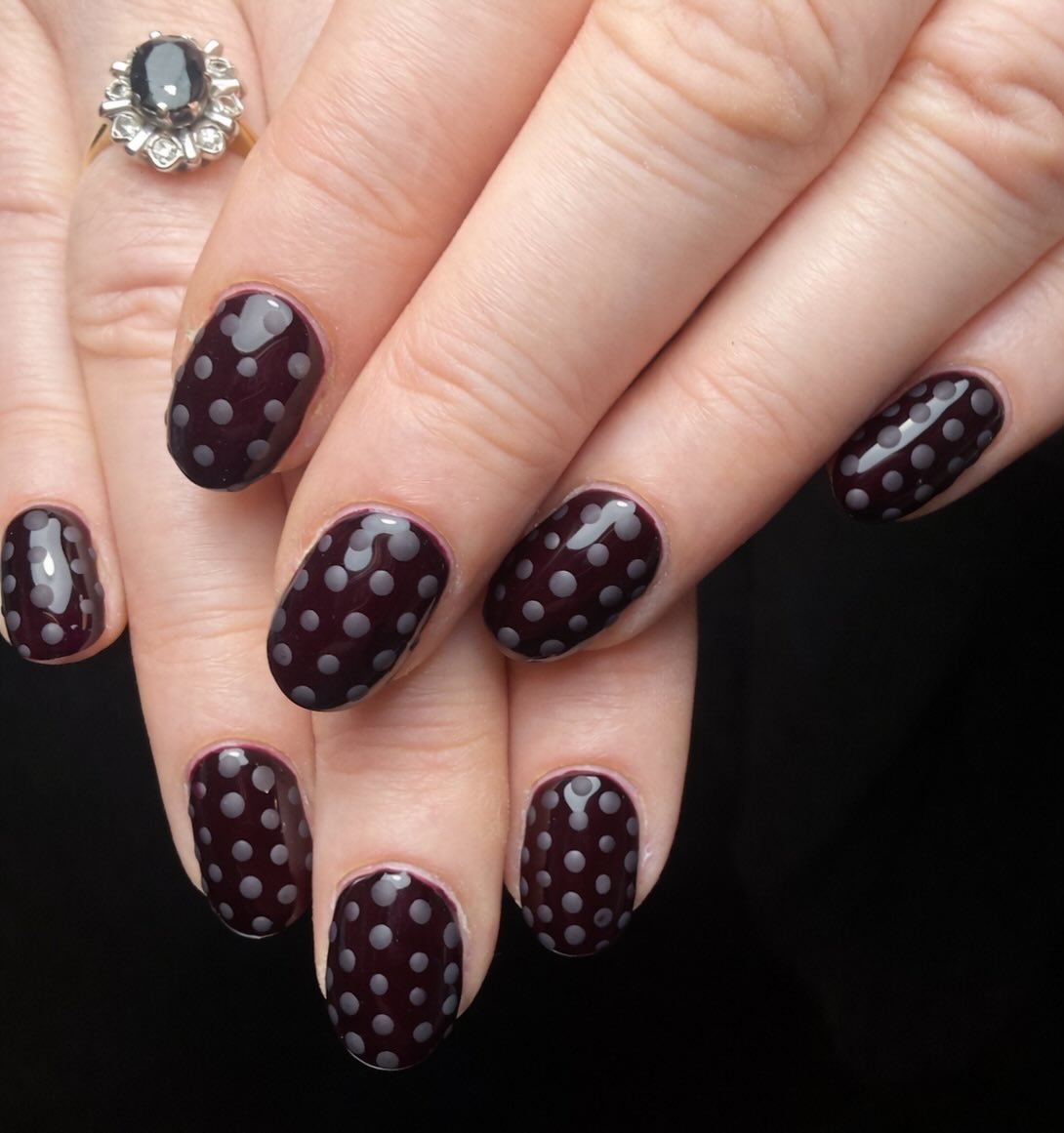 Black and Pink Floral Nails