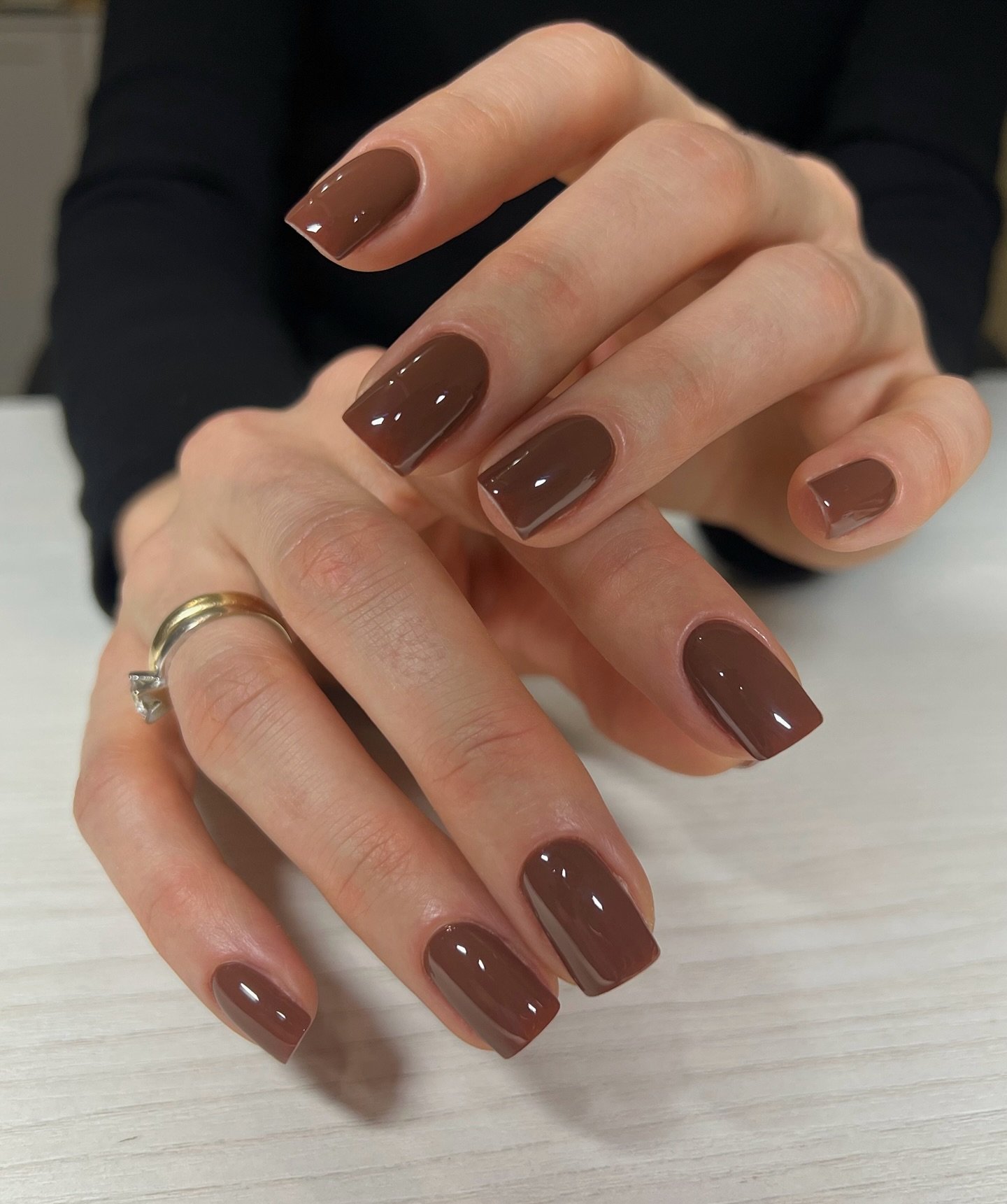 Warm Brown Square Nails