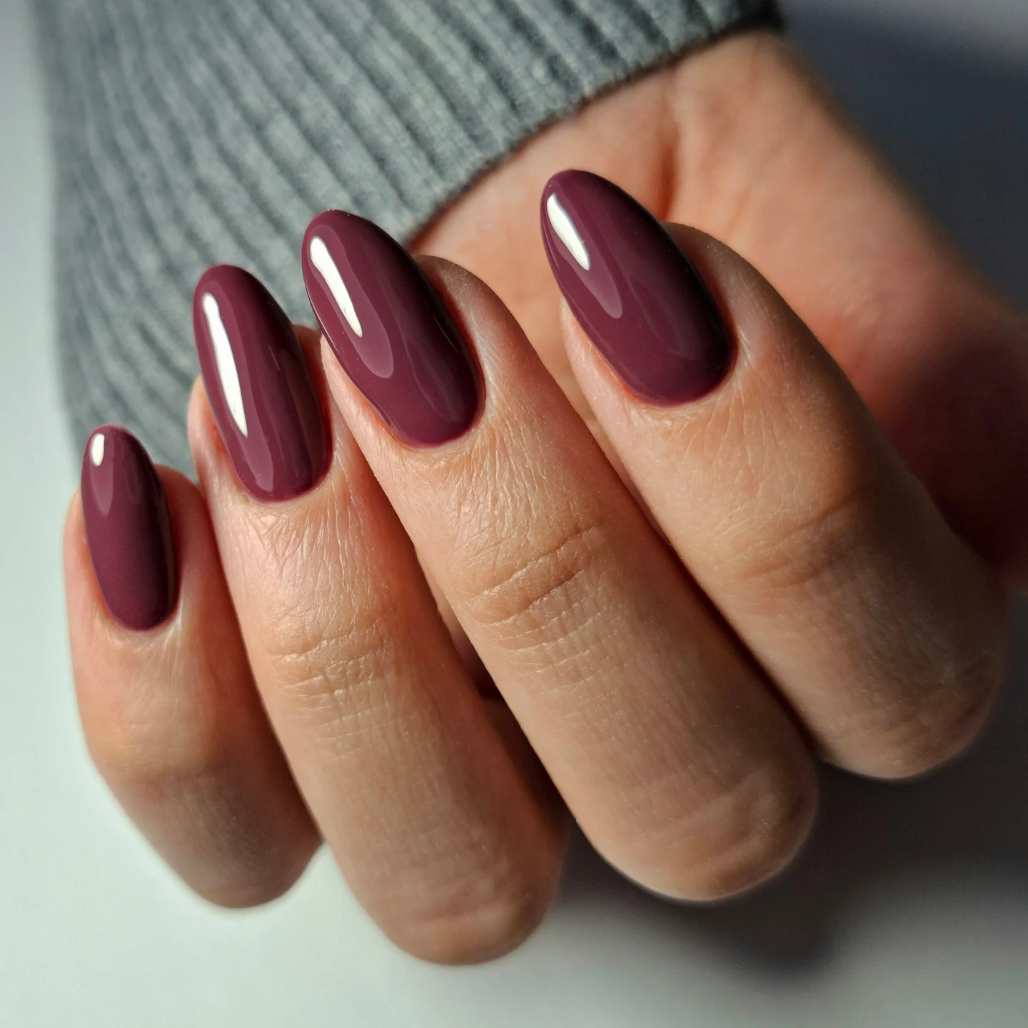 Burgundy Almond Nails with Dark Accents