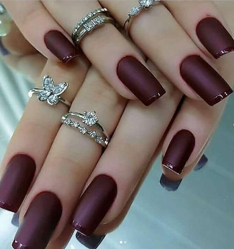 Matte Chocolate Square Nails