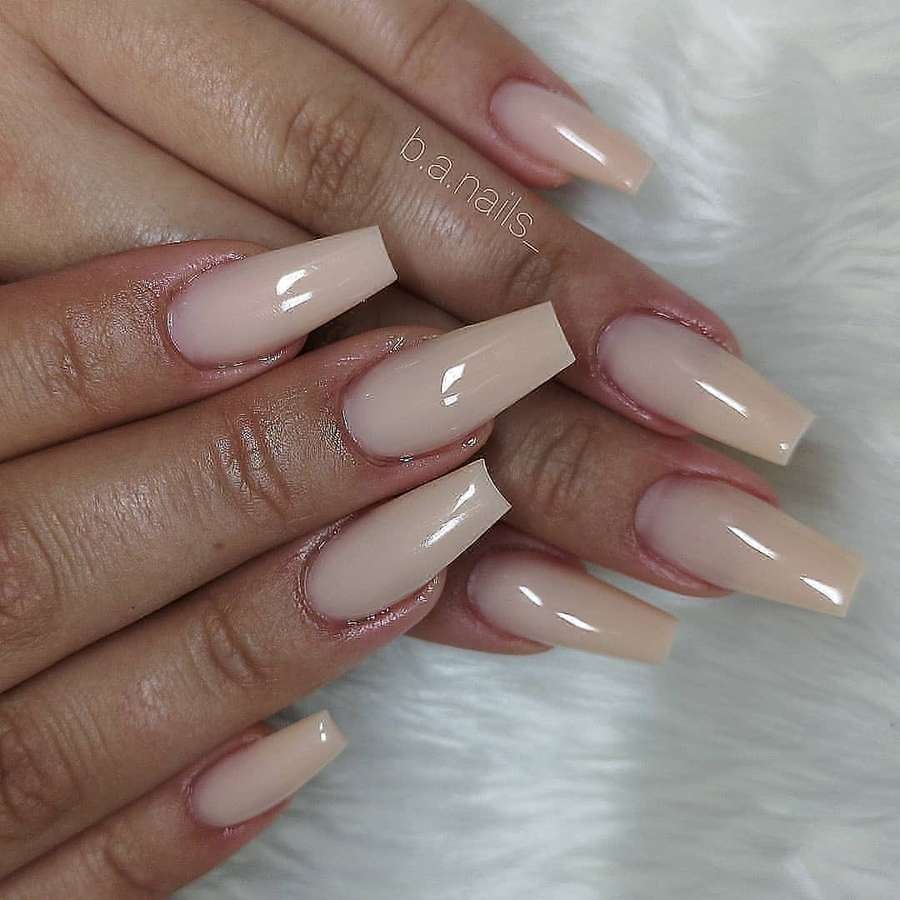 Soft Pink and Nude Square Nails