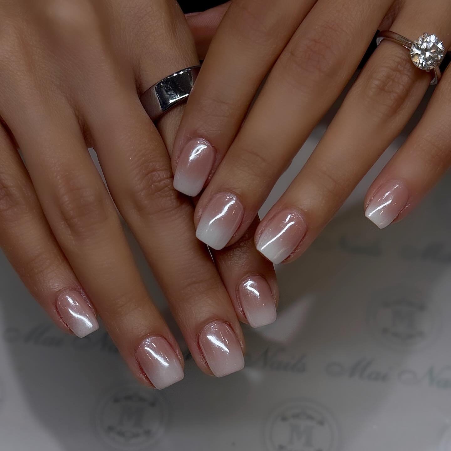 Nude Mocha Chrome Almond Nails