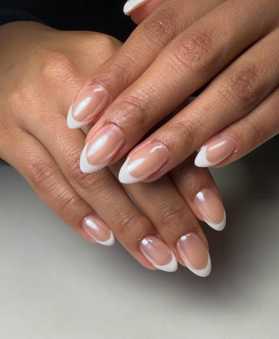 Classic Blush Almond French Tips