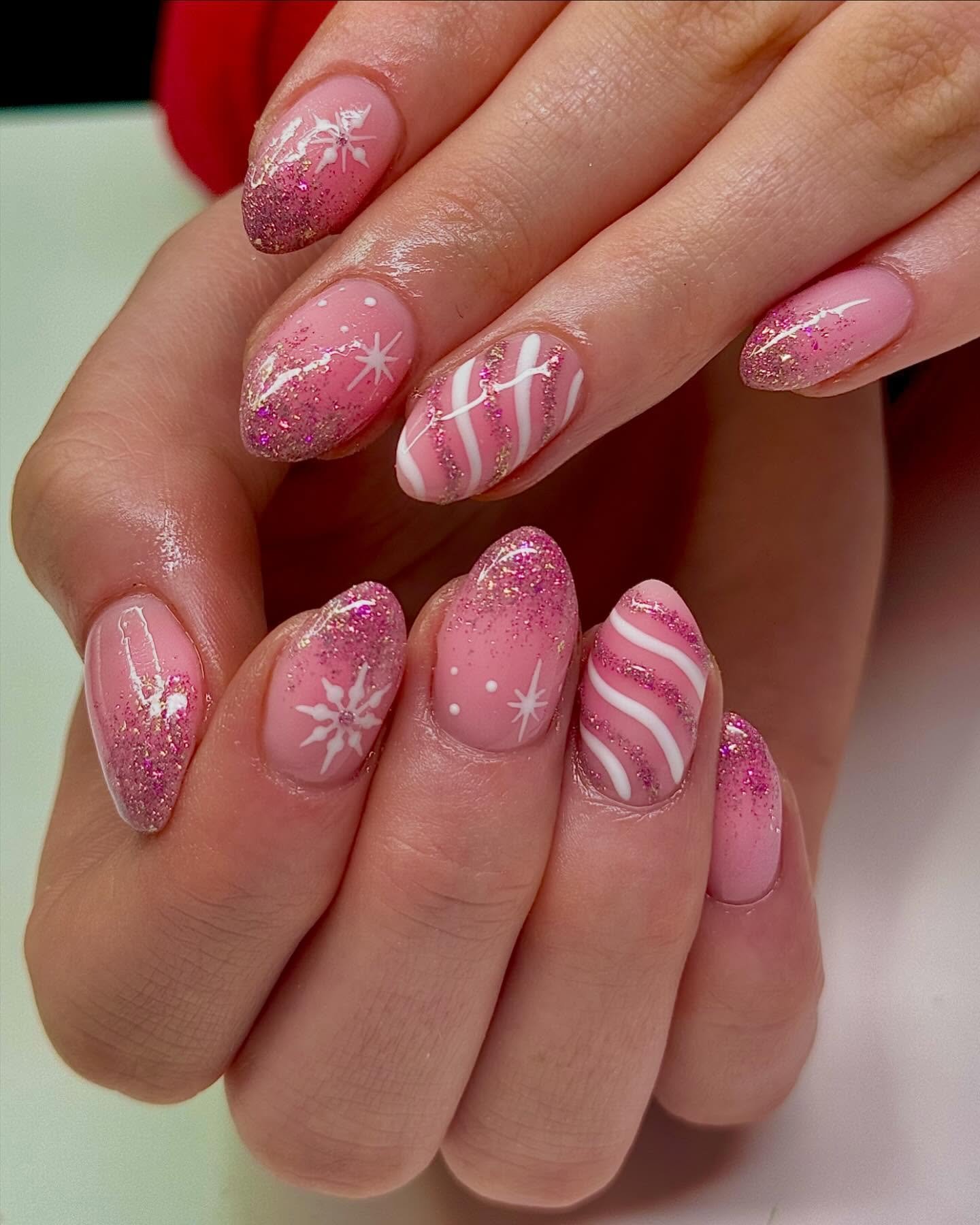 Pink Christmas Mix with Snowflakes and Stripes
