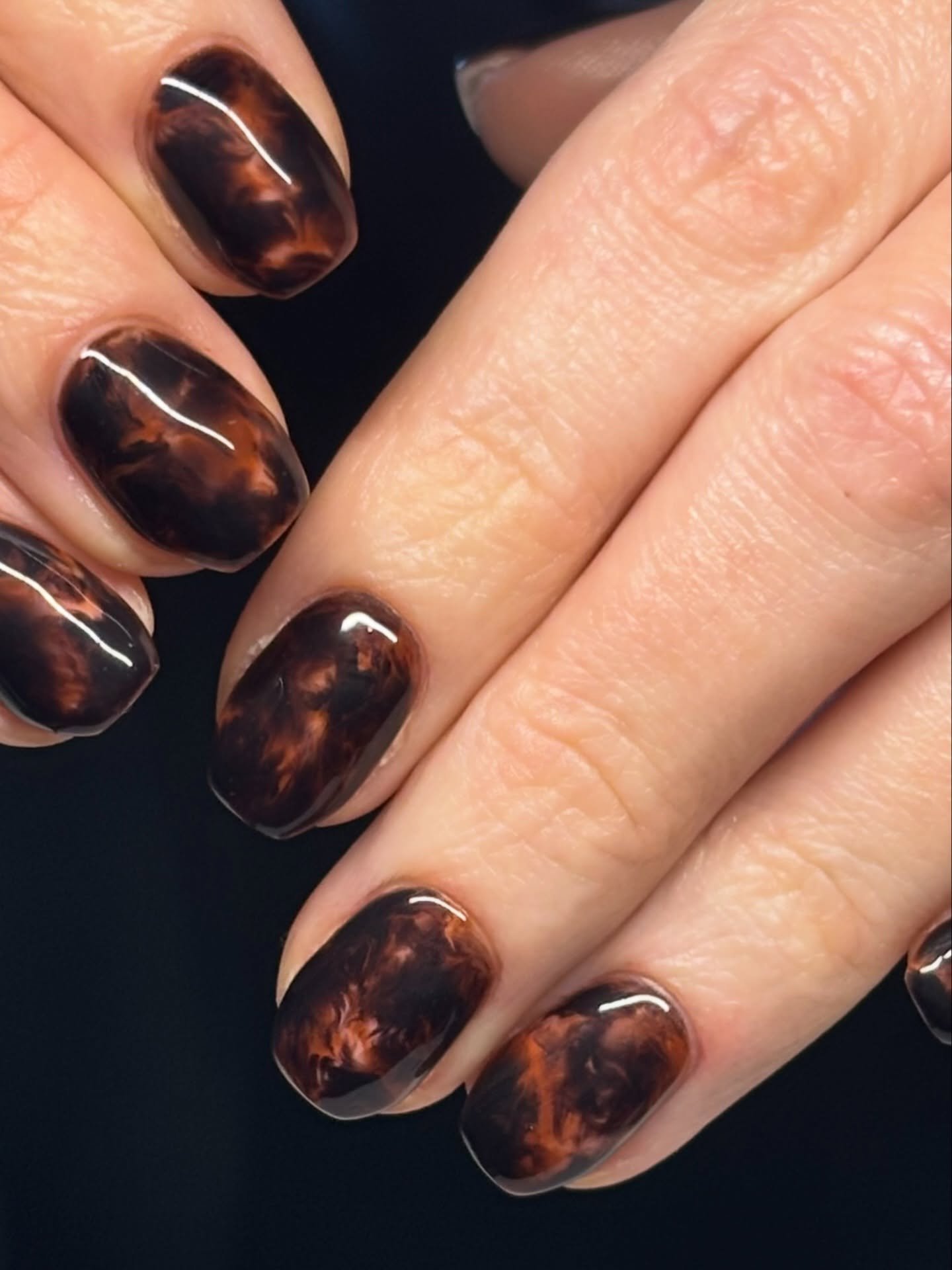 Dark Tortoiseshell Coffin Nails
