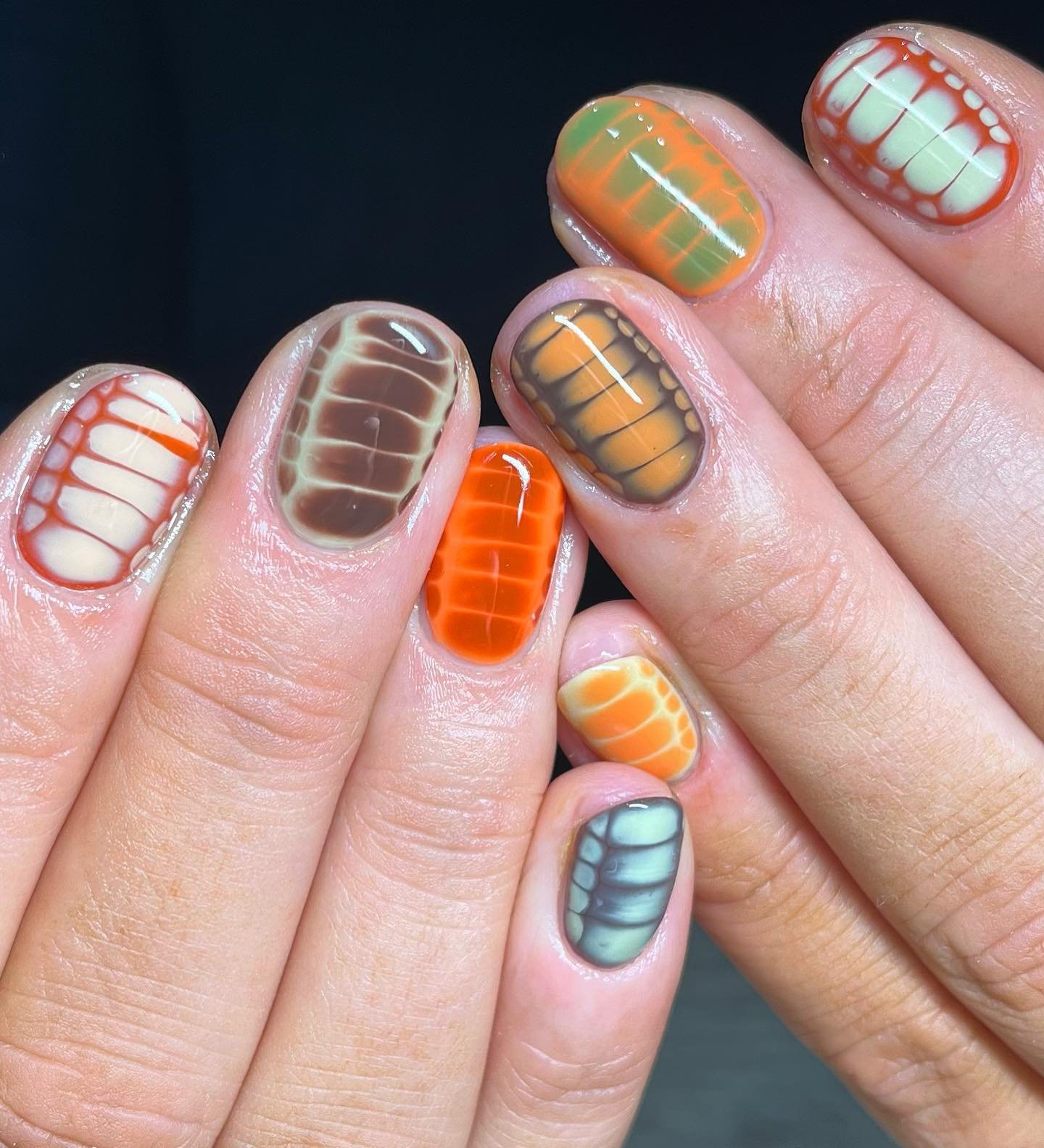 Multicolor Snakeskin Square Nails