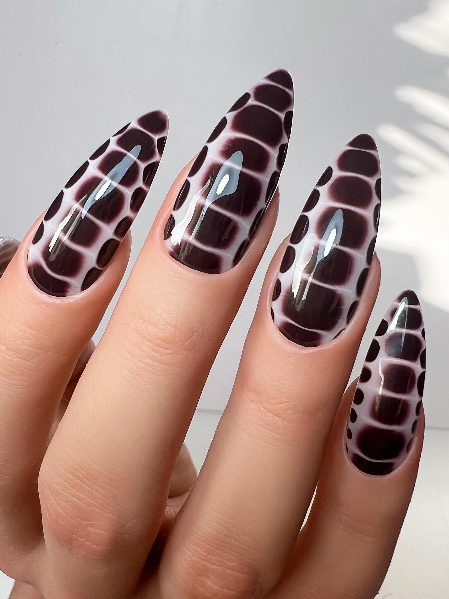 White and Brown Snakeskin Coffin Nails
