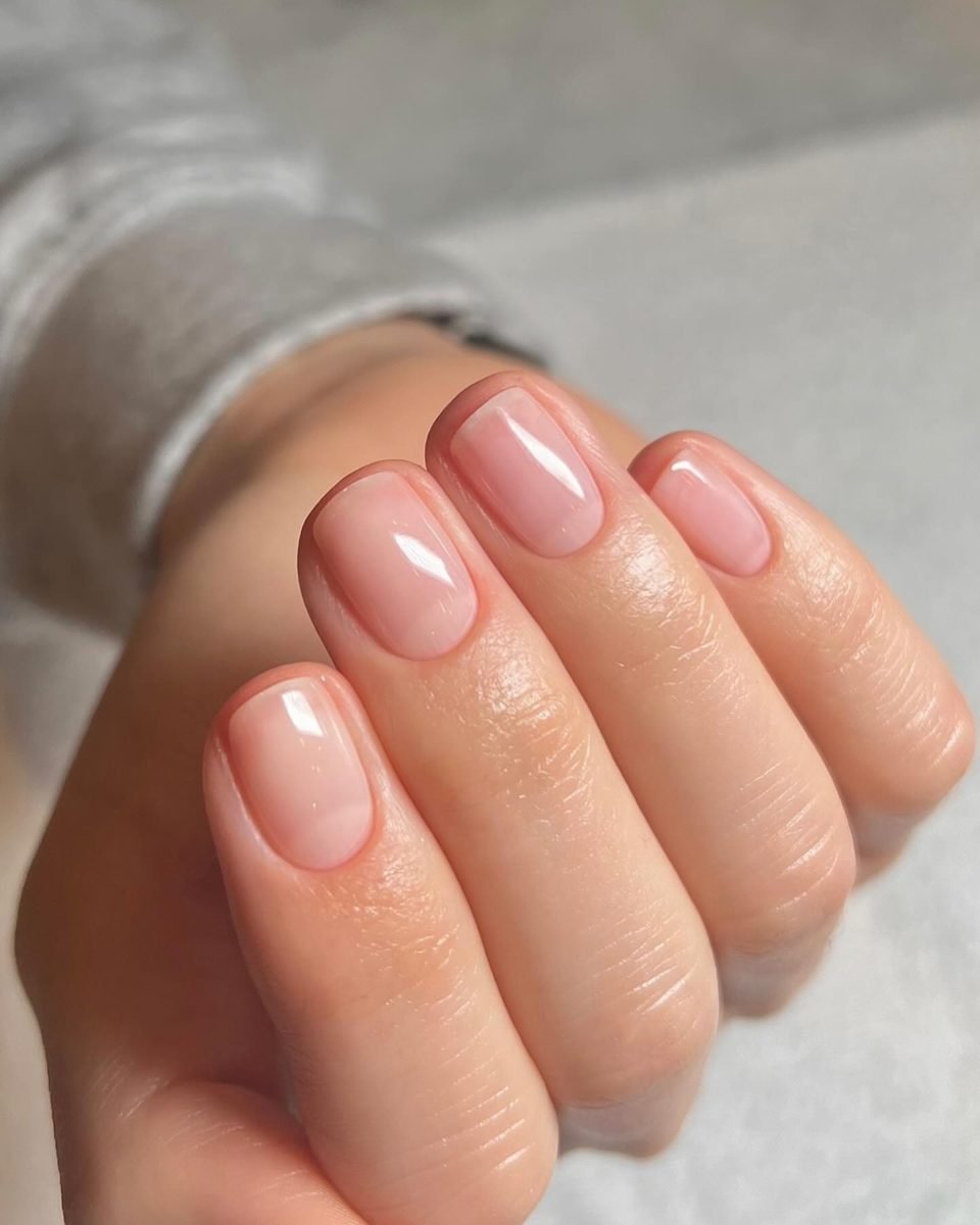 Sheer Natural Pink Short Nails