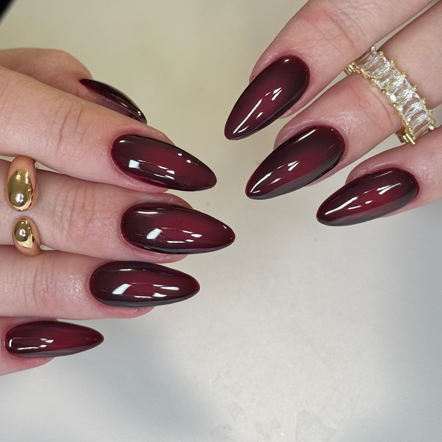 Long Glossy Wine Stiletto Nails