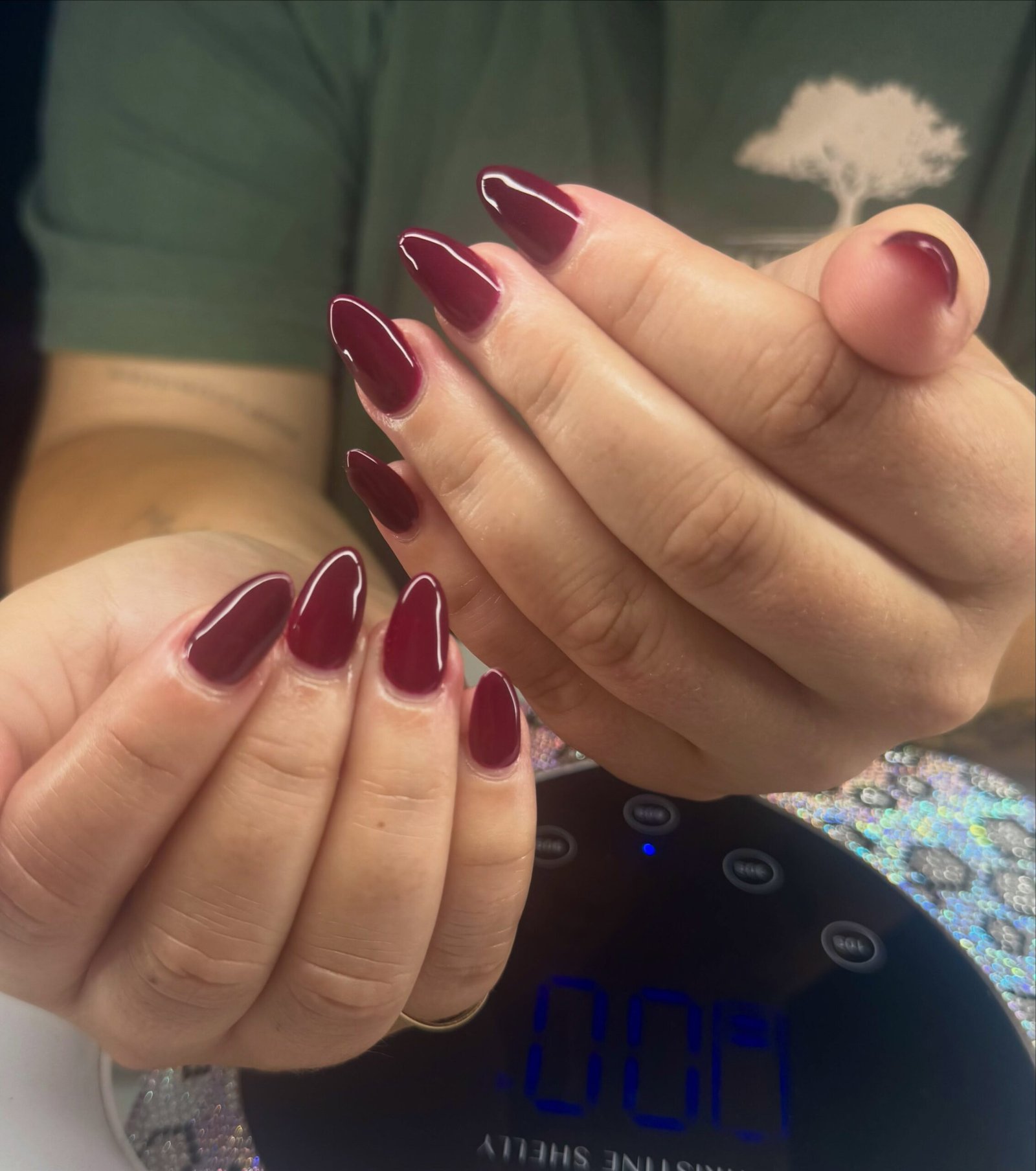 Glossy Wine Almond Nails